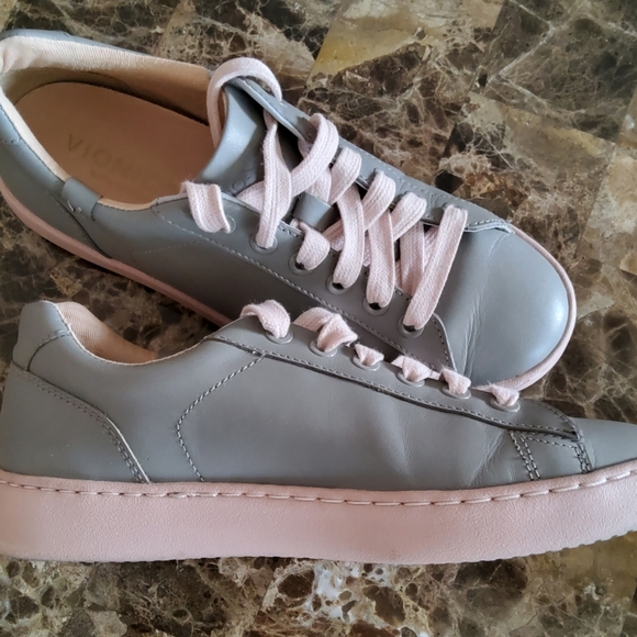 VIONIC MABLE GREY PINK LEATHER ATHLETIC SHOES FASHION SNEAKERS WOMENS SIZE 6M - Picture 4 of 9